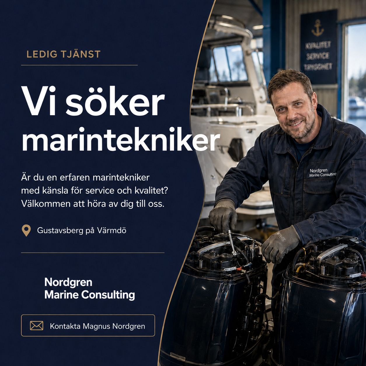 Vi söker marintekniker för anställning på Värmdö